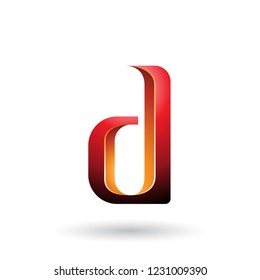 Vector Illustration of Orange and Red Shaded Letter D isolated on a White Background