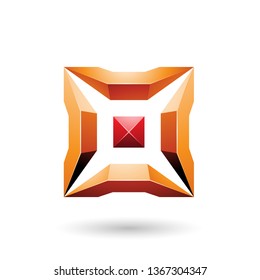 Vector Illustration of Orange and Red Square with 3d Glossy Pieces isolated on a white background