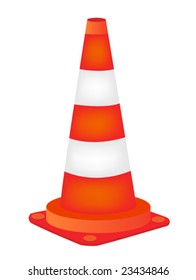 Vector illustration of a orange road cone