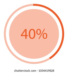 Vector illustration orange round, circle pie graph, chart with percentage 40 % icon