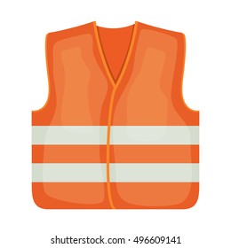 Vector illustration of an orange safety vest road worker, builder. Protective working clothes, orange vest. Cartoon style safety on a white background