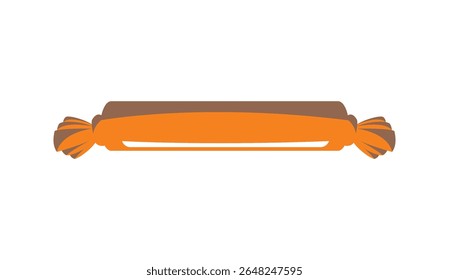 Ilustração vetorial de salsicha laranja em estilo cartoon. Adequado para embalagem de alimentos, design de menu, conceitos de fast food e gráficos relacionados à culinária