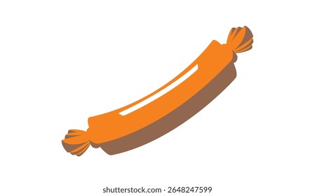 Ilustração vetorial de salsicha laranja em estilo cartoon. Adequado para embalagem de alimentos, design de menu, conceitos de fast food e gráficos relacionados à culinária