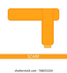 Vector illustration of orange scarf isolated on white background, in flat style