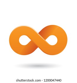 Vector Illustration of Orange Shaded and Thick Infinity Symbol isolated on a White Background