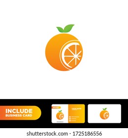 Vector illustration of orange simple with business card design fit for your brand logo,identity.