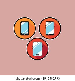 Vektorgrafik von orangefarbenen Smartphone-Symbolbildern
