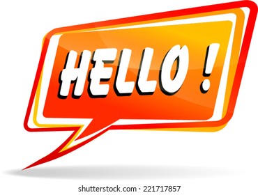 Vector illustration of orange speech bubble for hello
