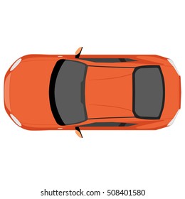 Vector Illustration Orange Sport Car Top View. Generic Car. Sport Car