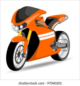 A vector illustration of a orange sports motor bike on white background.