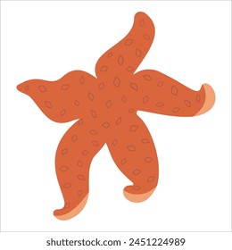 Ilustración vectorial de una estrella de mar naranja en un estilo de dibujos animados brillante. Una Imagen de una textura realista de estrella de mar, ideal para su uso en proyectos de temática náutica.