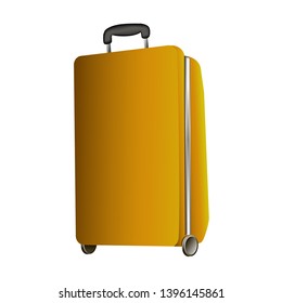
Vector illustration of an orange suitcase on wheels. Suitcase for travel. Attributes of the tourist.