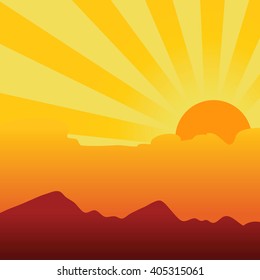 Vector illustration of a orange sunset sky background