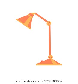 Vector illustration, orange table lamp, flat style. Can be used as interior element, icon, home decoration, applicable for plants care leaflets, hygge illustrations etc.