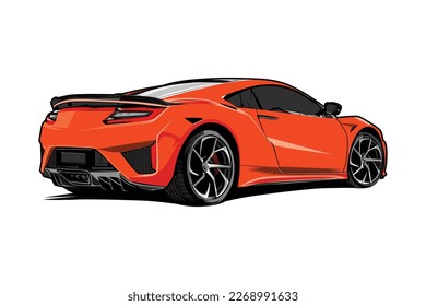 Vector illustration Orange tangrine racing sport car With transparent Background