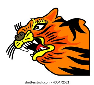 Vector illustration of a orange tiger grin