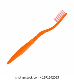 vector illustration of orange tooth brush seen from the side on a white background