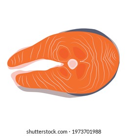 Vector illustration with orange trout steak. A piece of fish.