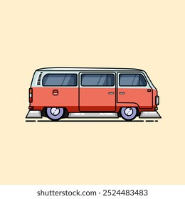 Vector Illustration Of An Orange Van Suitable For Children's Book Illustrations And Stickers