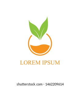 vector illustration orange water and leaf nature icon logo design