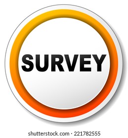 Vector illustration of orange and white icon for survey