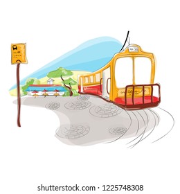 vector illustration orange yellow bus 