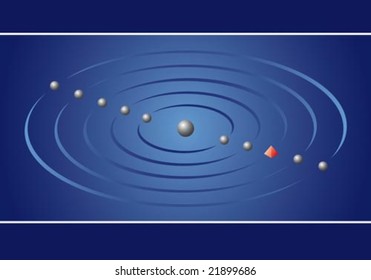 Vector illustration of orbiting objects