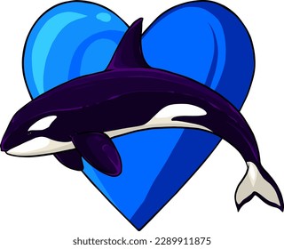 vector illustration of Orca whale jumping on white background