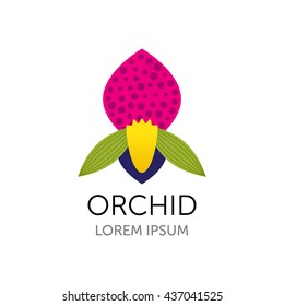 Vector illustration of an orchid flower, flower shop logo design, orchid gallery logo, flower icon.