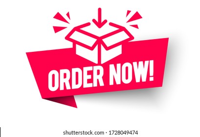 Vector Illustration Order Now. Modern Web Banner With Package Icon.