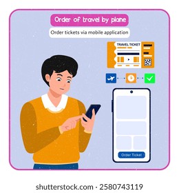 Vector Illustration Order of travel by plane