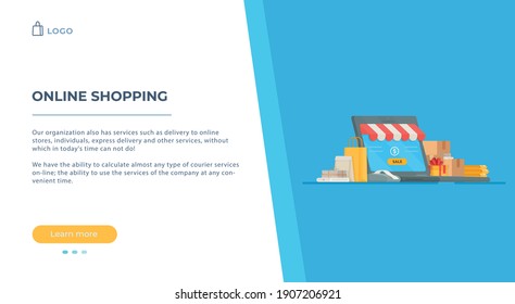 Ilustración vectorial de pedidos de productos desde Internet. 