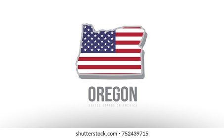 Vector illustration of oregon county state with US united states flag as a texture suitable for a map logo or design purposes