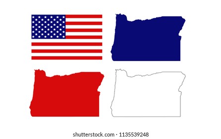 vector illustration of Oregon maps with USA flag