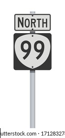 Vector illustration of the Oregon State Highway road sign on metallic post
