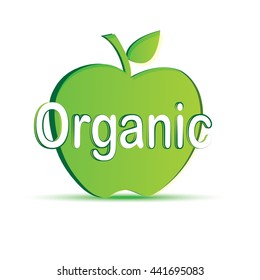 Vector illustration of organic apple, logo with image green apple

