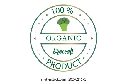Vector illustration of organic food with broccoli logo and inscription.