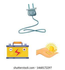 Vector illustration of and organic icon. Set of and Solar stock vector illustration.