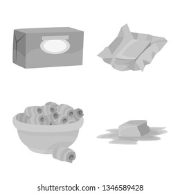 Vector illustration of organic and ingredient sign. Collection of organic and product stock symbol for web.