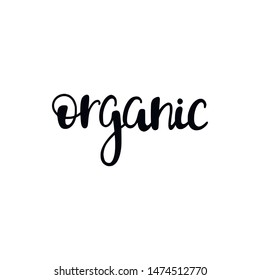 Vector illustration of organic label. Handwritten lettering. Eco, bio, vegan
