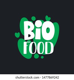Vector illustration of organic label. Handwritten lettering. Eco, bio, vegan