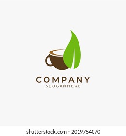 vector illustration of organic leaf coffee and tea logo perfect for coffee shop and restaurant