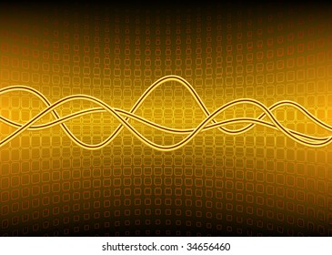Vector illustration of organic semicircle surface made of brown squares and curved lines