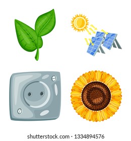 Vector illustration of  and organic  symbol. Set of  and Solar vector icon for stock.