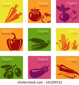 Vector illustration of Organic vegetables labels