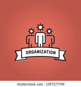 VECTOR ILLUSTRATION OF ORGANIZATION LINE ICON SET