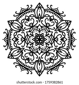 Vector illustration. Oriental circular symmetric ornament. Mandala on a white background. Element for design and print.