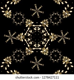 Vector illustration. Oriental vector classic black and brown and golden pattern. Seamless abstract background.