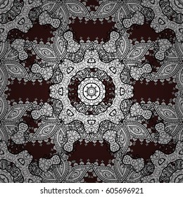 Vector illustration. Oriental vector classic brown and white pattern. Seamless abstract background.