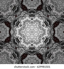 Vector illustration. Oriental vector classic brown and white pattern. Seamless abstract background.